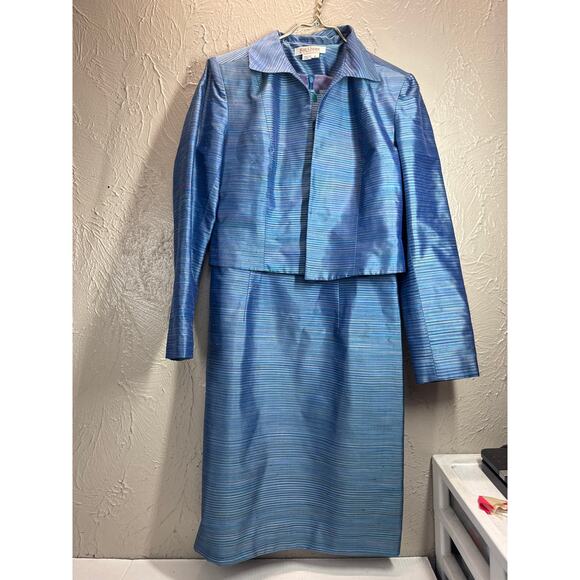 Kay Unger Womens Silk Beaded A-Line Dress With Jacket Outfit Evening Glam Size 8 - Picture 4 of 11